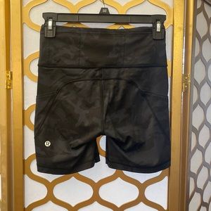 Lululemon bike shorts- only wore once- black camouflaged